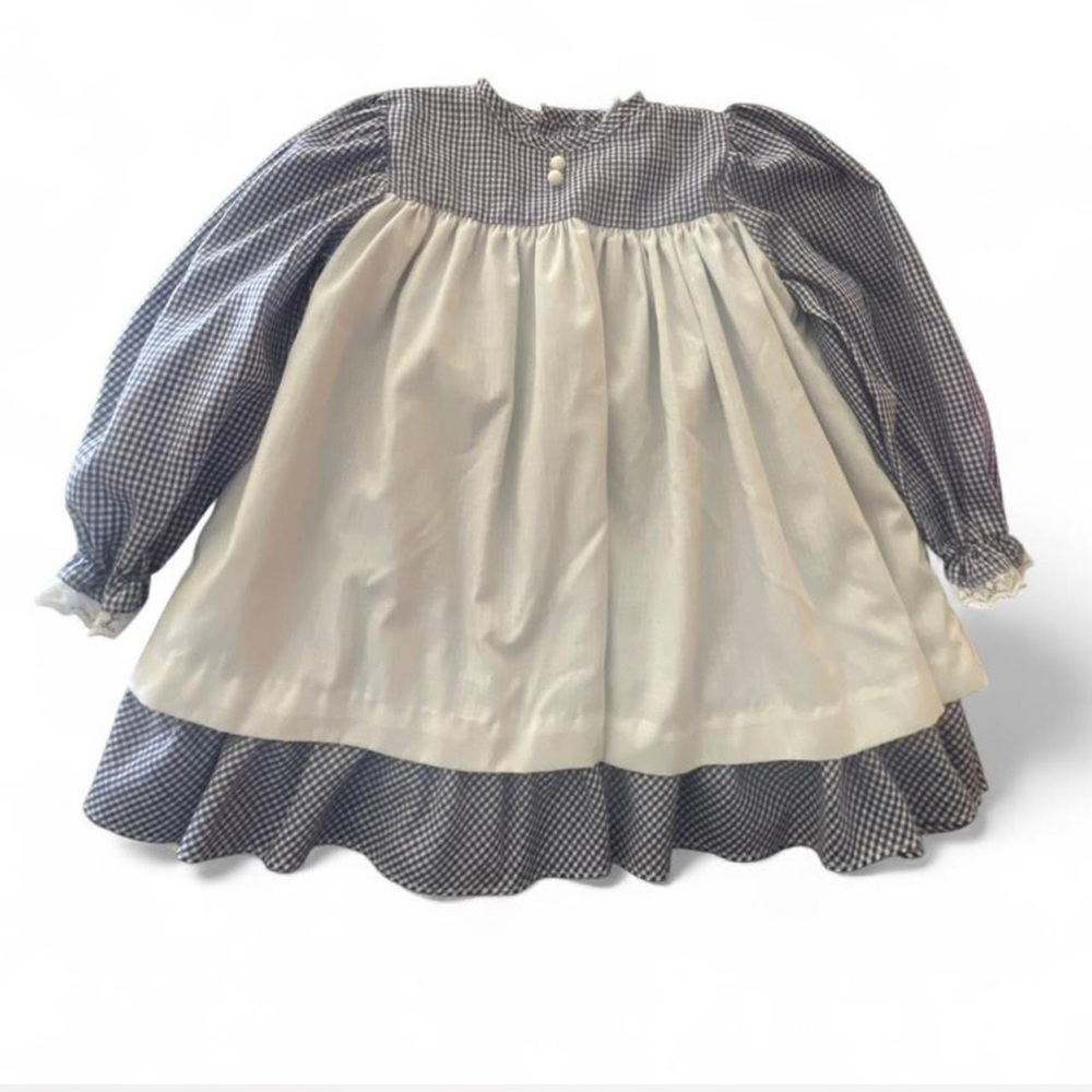 1990 vintage Peaches and Cream Gingham Dress with White Accents size 3T toddler